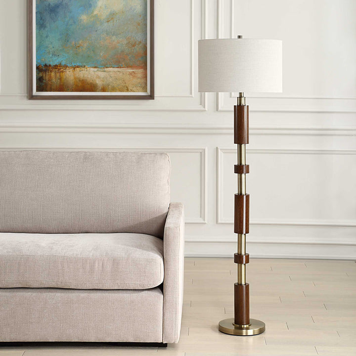 American Home Furniture Uttermost Stacked Wooden Floor Lamp