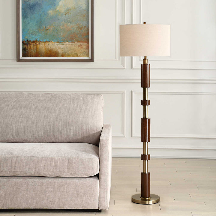 American Home Furniture Uttermost Stacked Wooden Floor Lamp