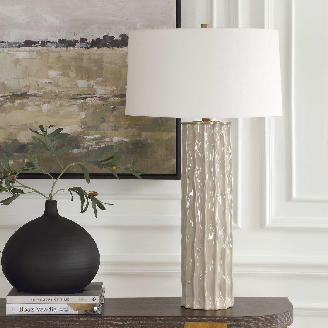 American Home Furniture Uttermost Parilli Taupe Gray Table Lamp