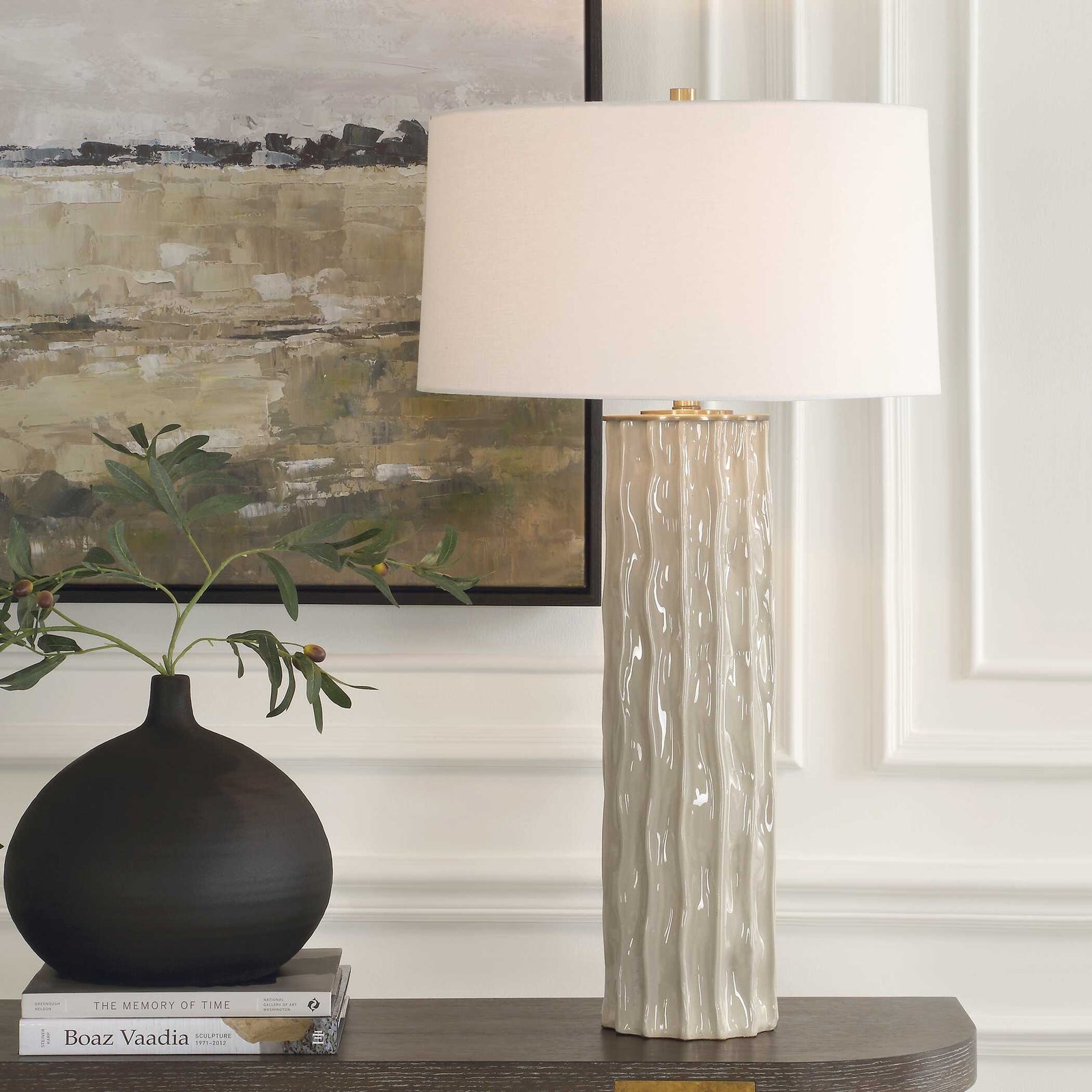 American Home Furniture Uttermost Parilli Taupe Gray Table Lamp