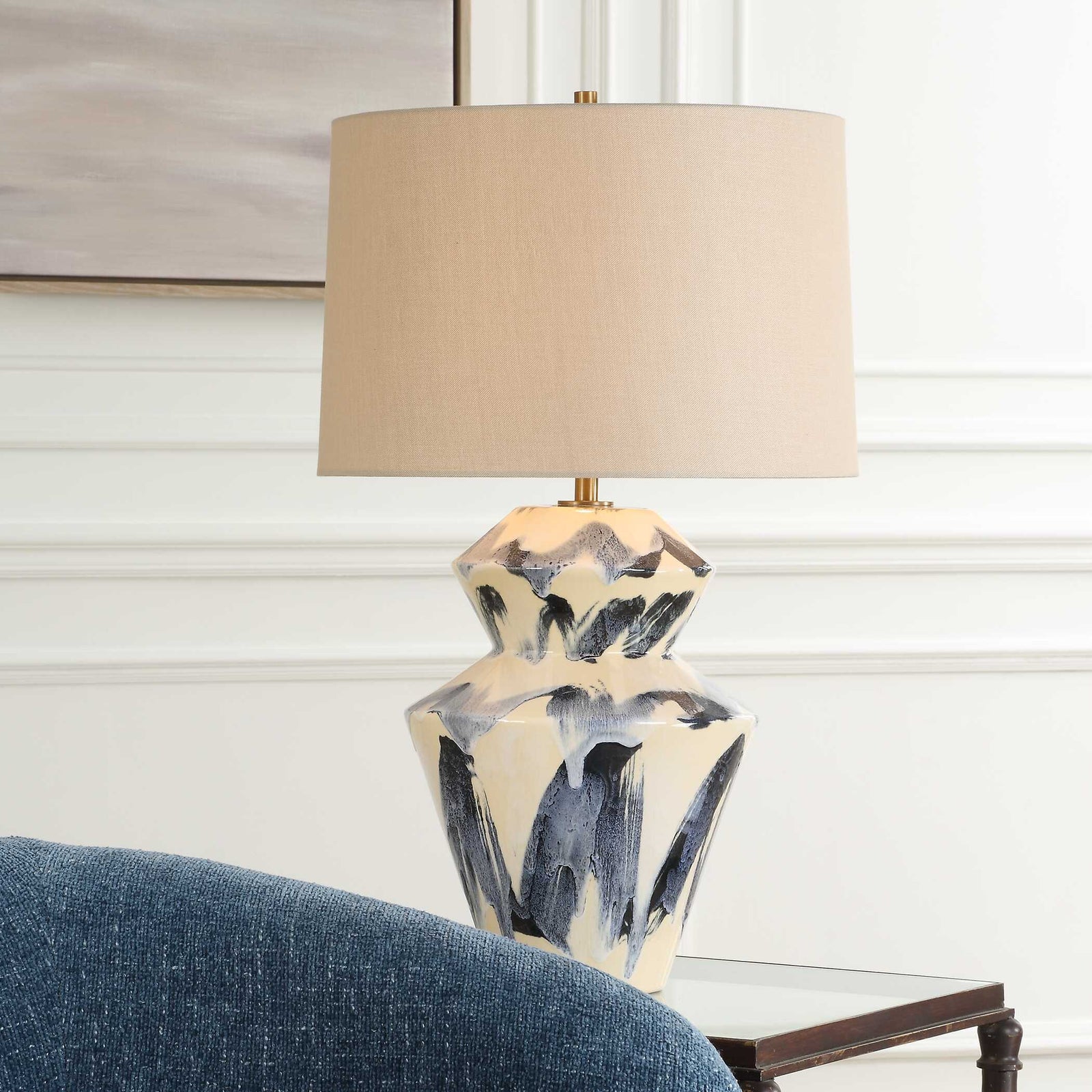 American Home Furniture Uttermost Oranda Abstract Geometric Table Lamp