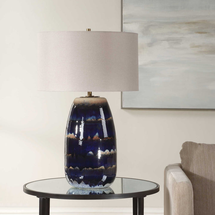 American Home Furniture Uttermost Orleans Blue Glaze Table Lamp