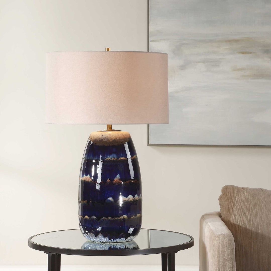 American Home Furniture Uttermost Orleans Blue Glaze Table Lamp