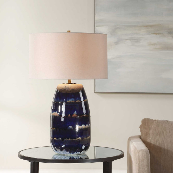 American Home Furniture Uttermost Orleans Blue Glaze Table Lamp