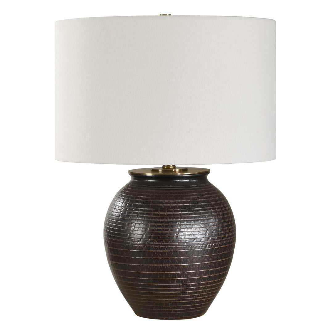 American Home Furniture Uttermost Hawkins Bronze Ribbed Table Lamp