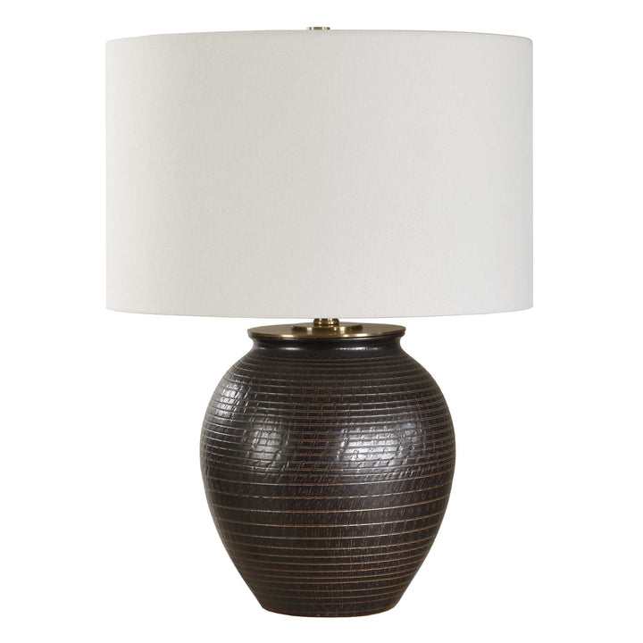 American Home Furniture Uttermost Hawkins Bronze Ribbed Table Lamp