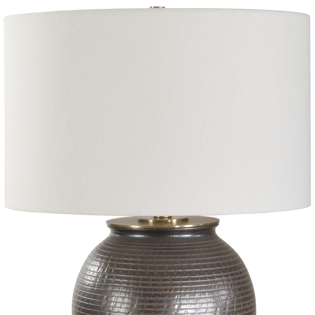 American Home Furniture Uttermost Hawkins Bronze Ribbed Table Lamp