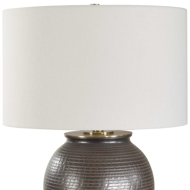 American Home Furniture Uttermost Hawkins Bronze Ribbed Table Lamp