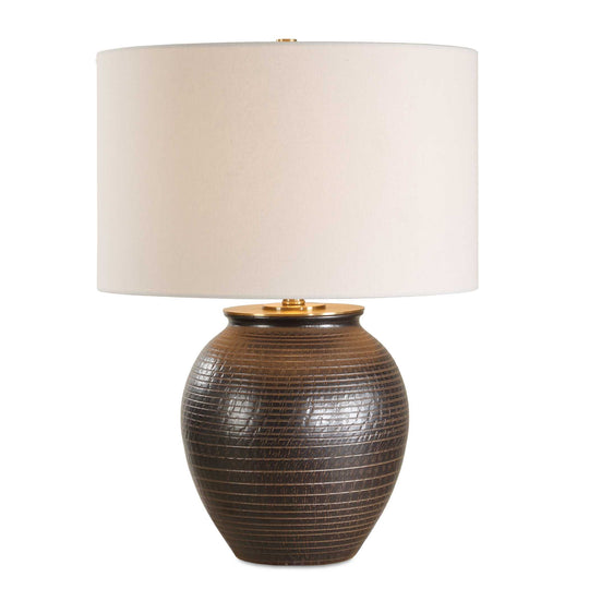 American Home Furniture Uttermost Hawkins Bronze Ribbed Table Lamp