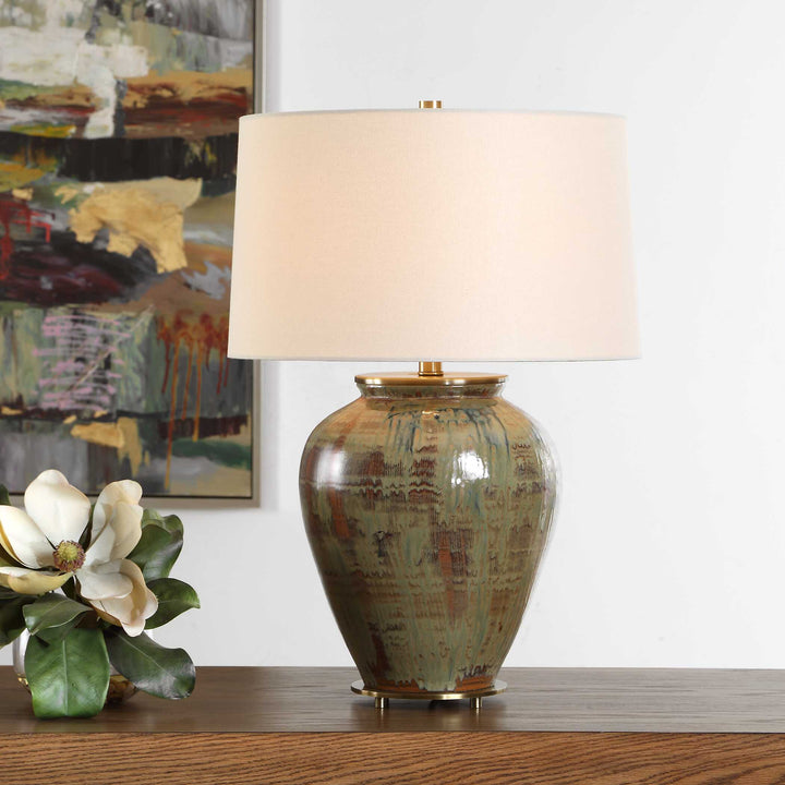 Olisa Brown Green Table Lamp