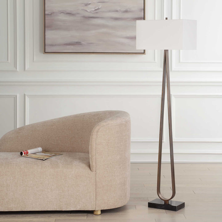 American Home Furniture Uttermost Galloway Minimalist Bronze Floor Lamp