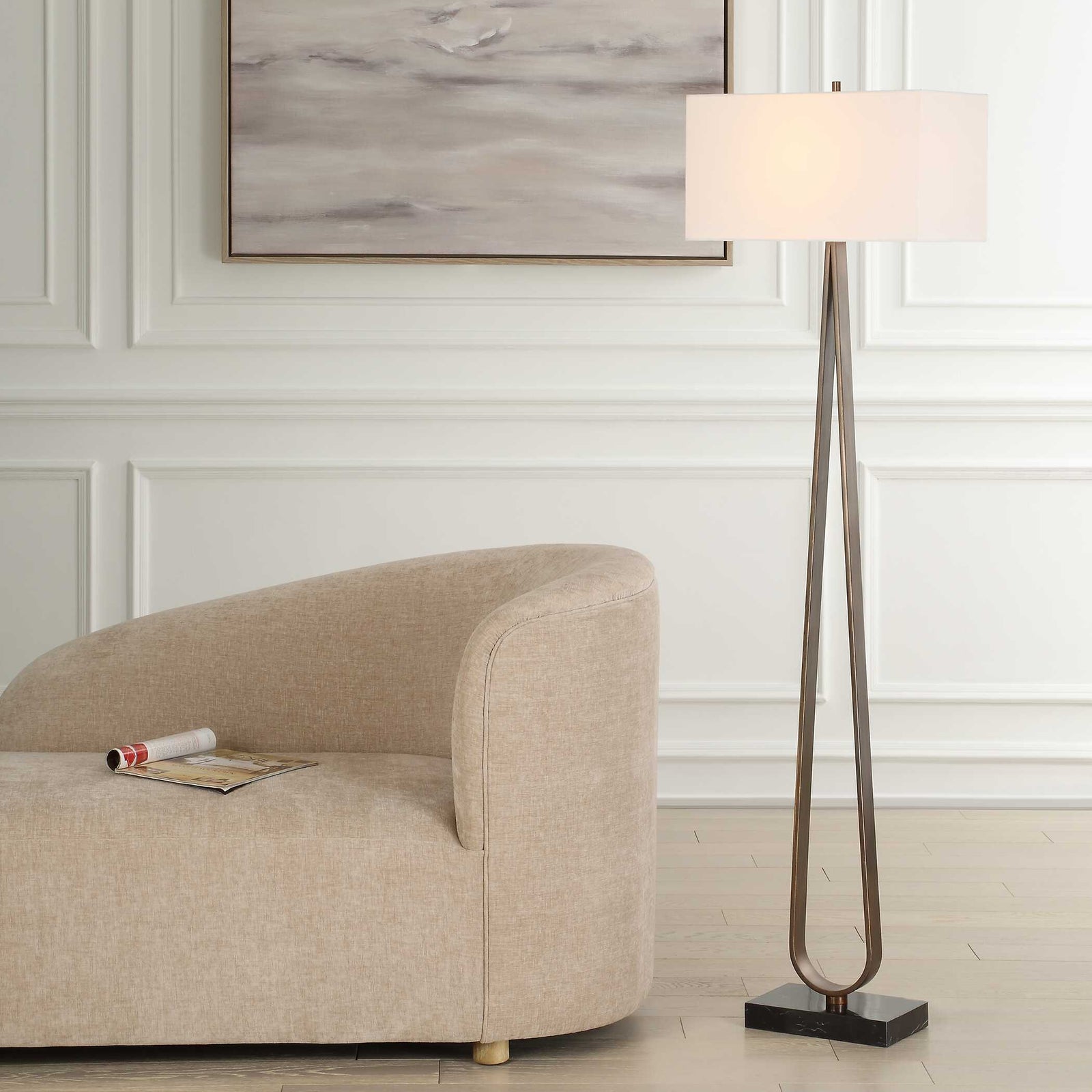 American Home Furniture Uttermost Galloway Minimalist Bronze Floor Lamp