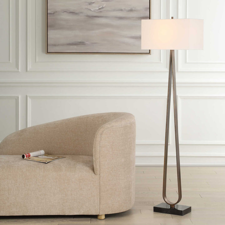 American Home Furniture Uttermost Galloway Minimalist Bronze Floor Lamp