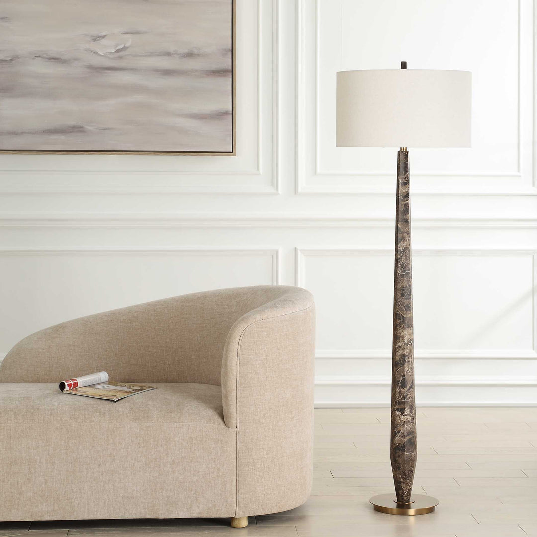American Home Furniture Uttermost Tyree Brown Marble Floor Lamp