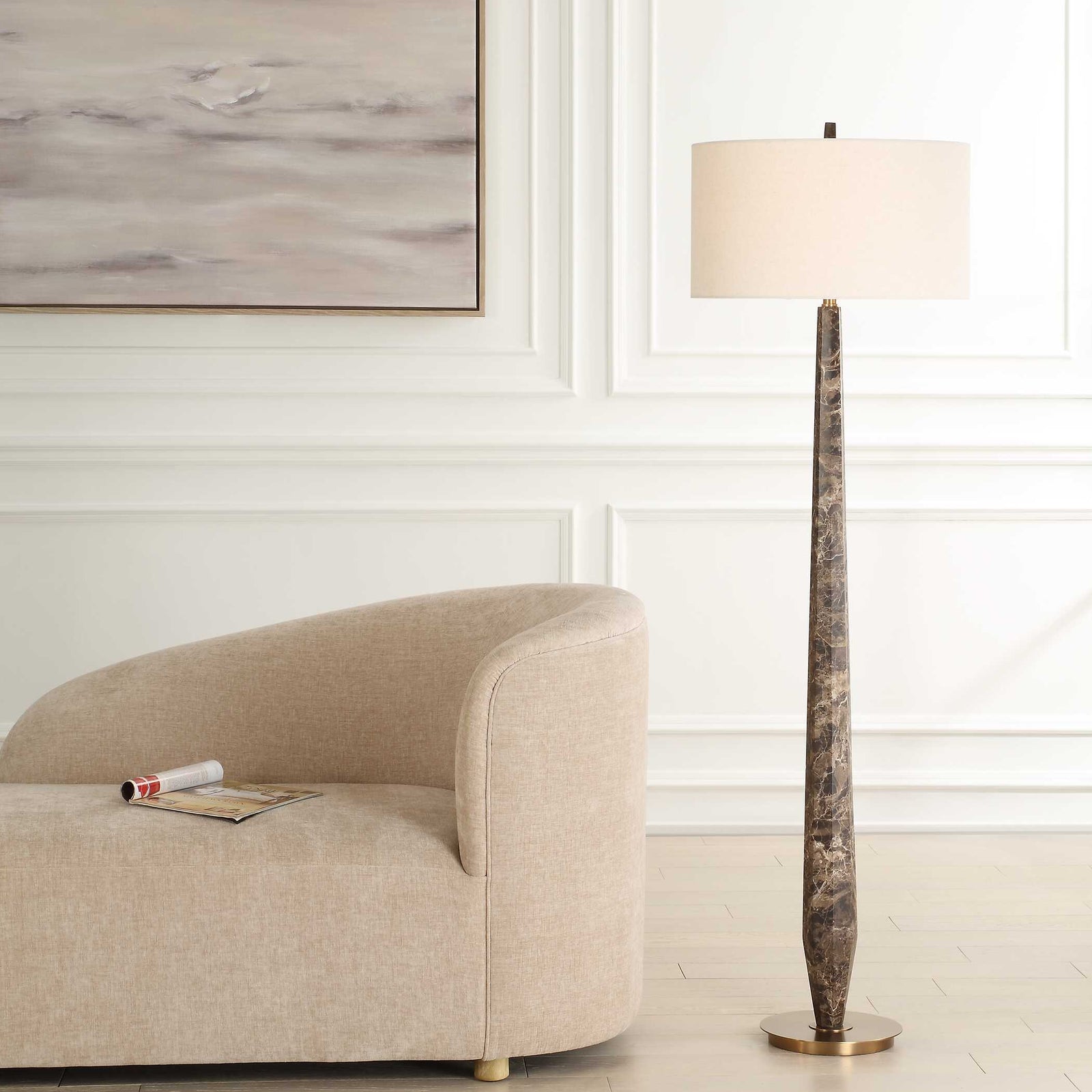 American Home Furniture Uttermost Tyree Brown Marble Floor Lamp