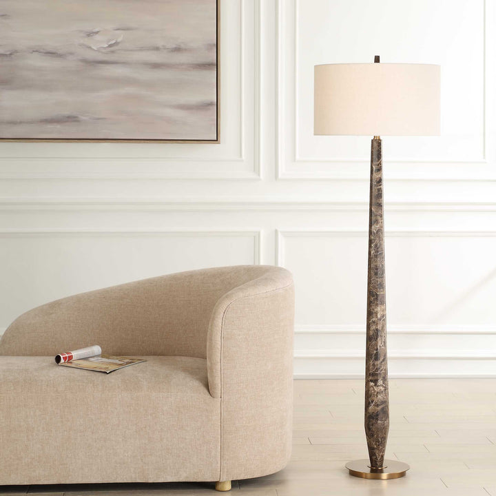 American Home Furniture Uttermost Tyree Brown Marble Floor Lamp