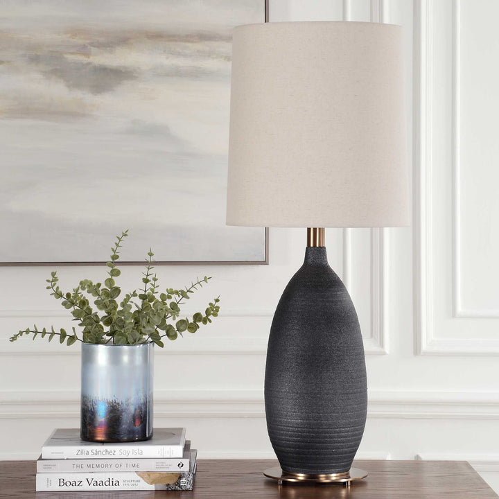 American Home Furniture Uttermost Bower Matt Black Table Lamp
