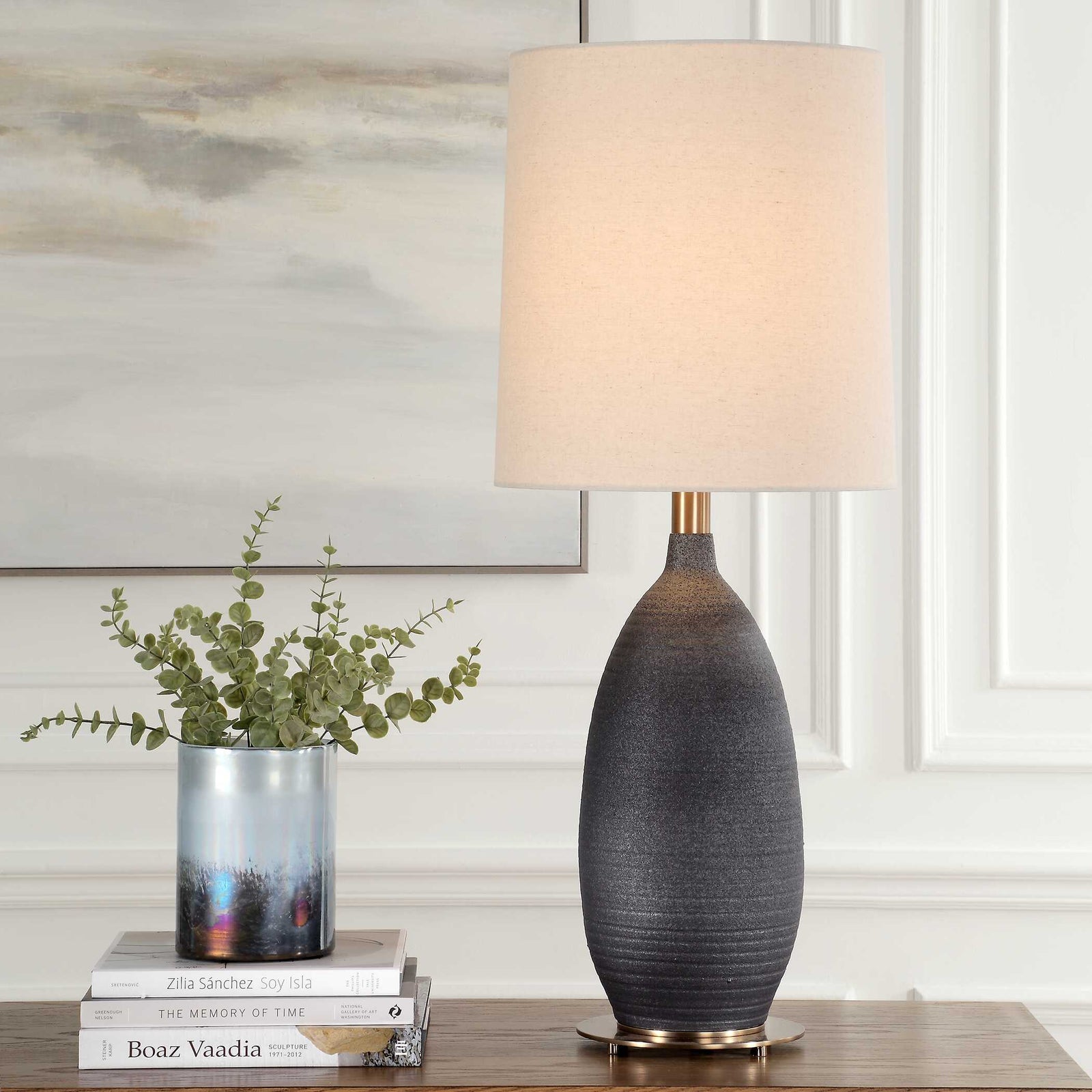 American Home Furniture Uttermost Bower Matt Black Table Lamp