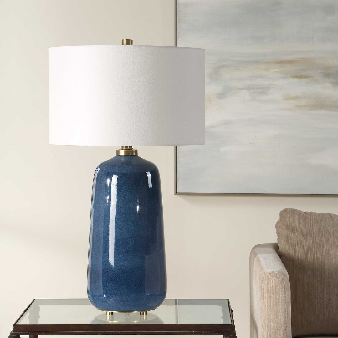 American Home Furniture Uttermost Brae Blue Glaze Table Lamp