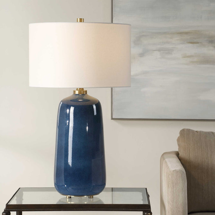 American Home Furniture Uttermost Brae Blue Glaze Table Lamp