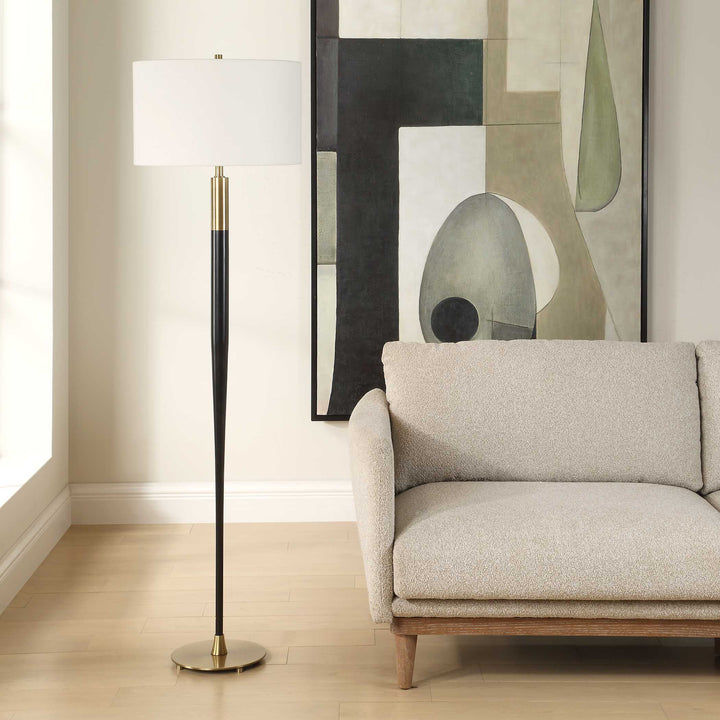 American Home Furniture Uttermost Stowe Satin Black Floor Lamp
