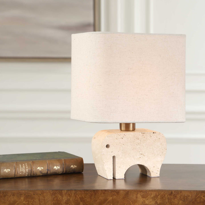 American Home Furniture Uttermost Tusk Travertine Accent Lamp