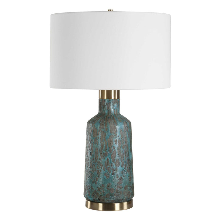 American Home Furniture Uttermost Dauphine Cracked Teal Table Lamp