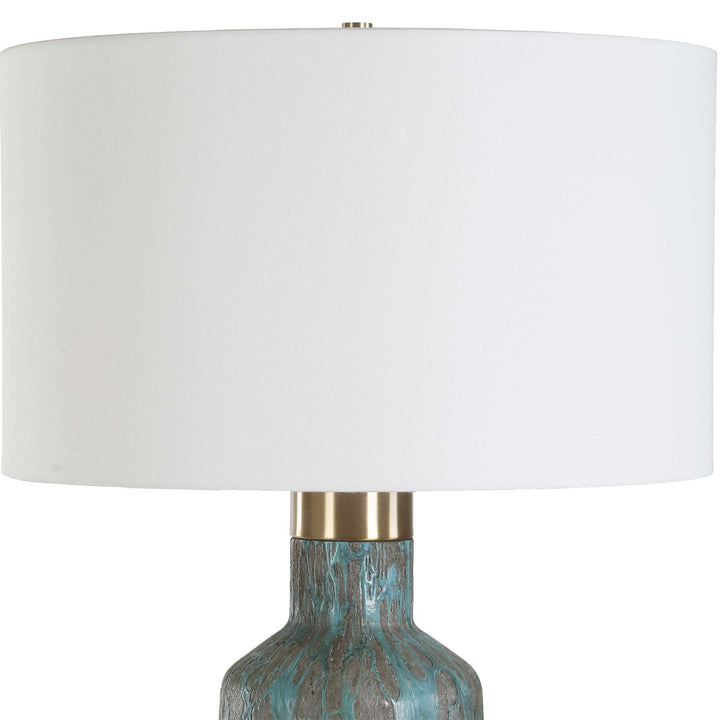 American Home Furniture Uttermost Dauphine Cracked Teal Table Lamp