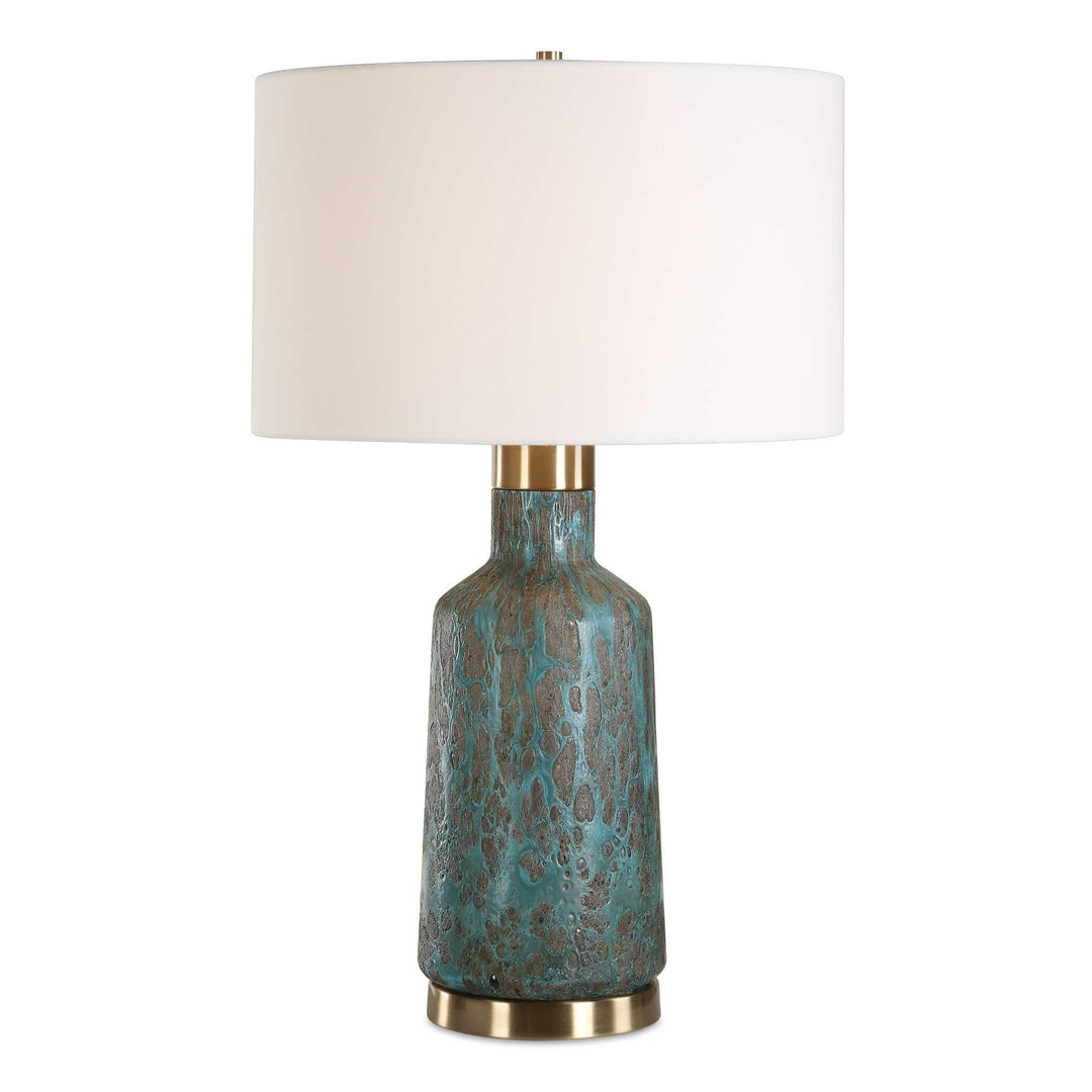 Dauphine Cracked Teal Table Lamp - AmericanHomeFurniture