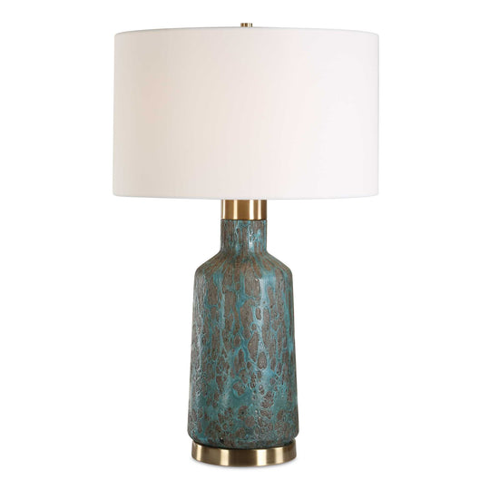 American Home Furniture Uttermost Dauphine Cracked Teal Table Lamp