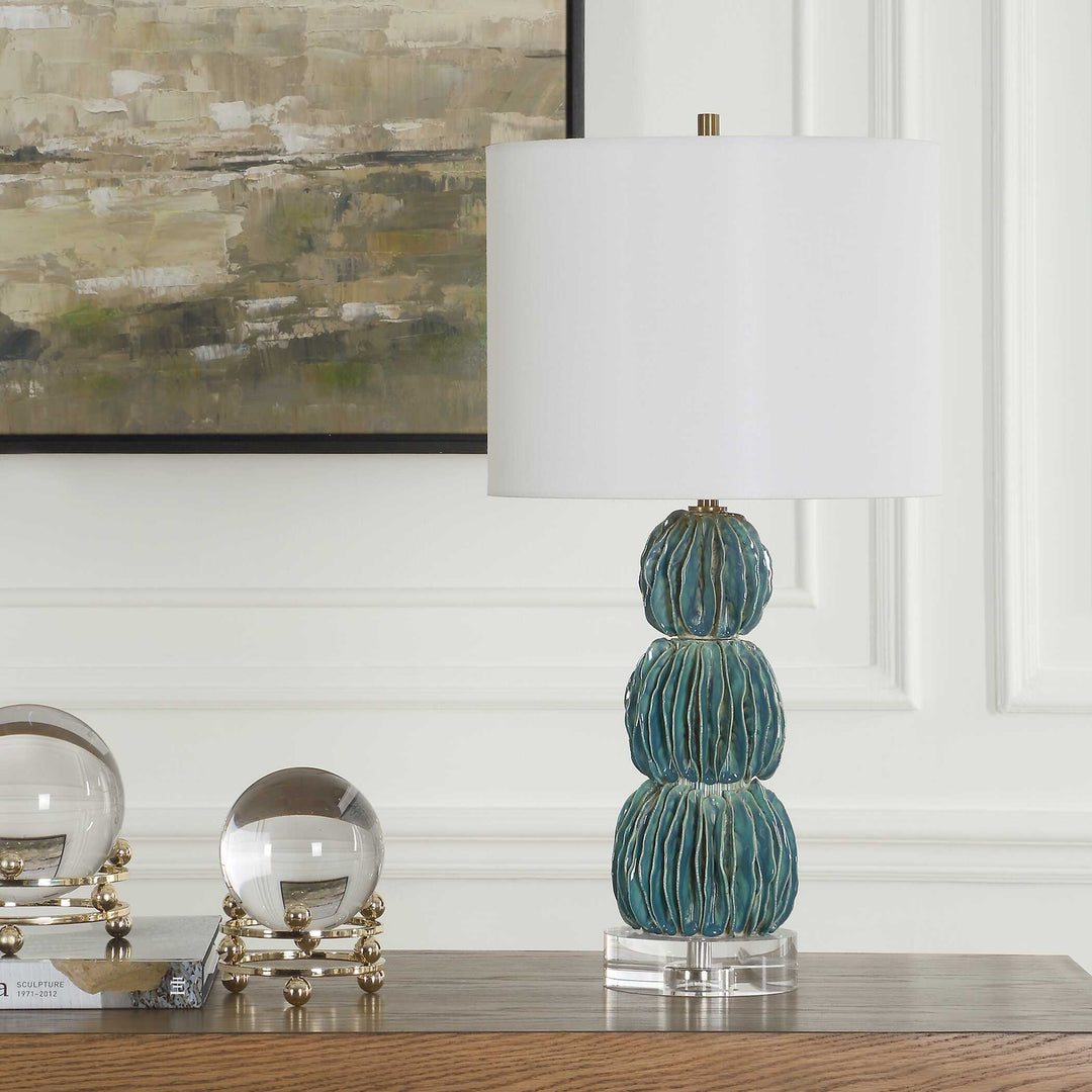 American Home Furniture Uttermost Bonaire Teal Blue Table Lamp