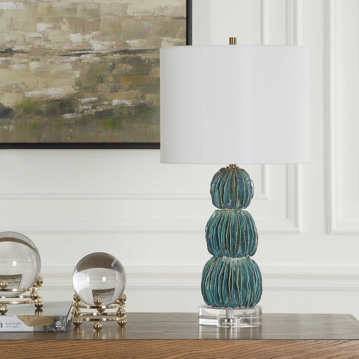 American Home Furniture Uttermost Bonaire Teal Blue Table Lamp