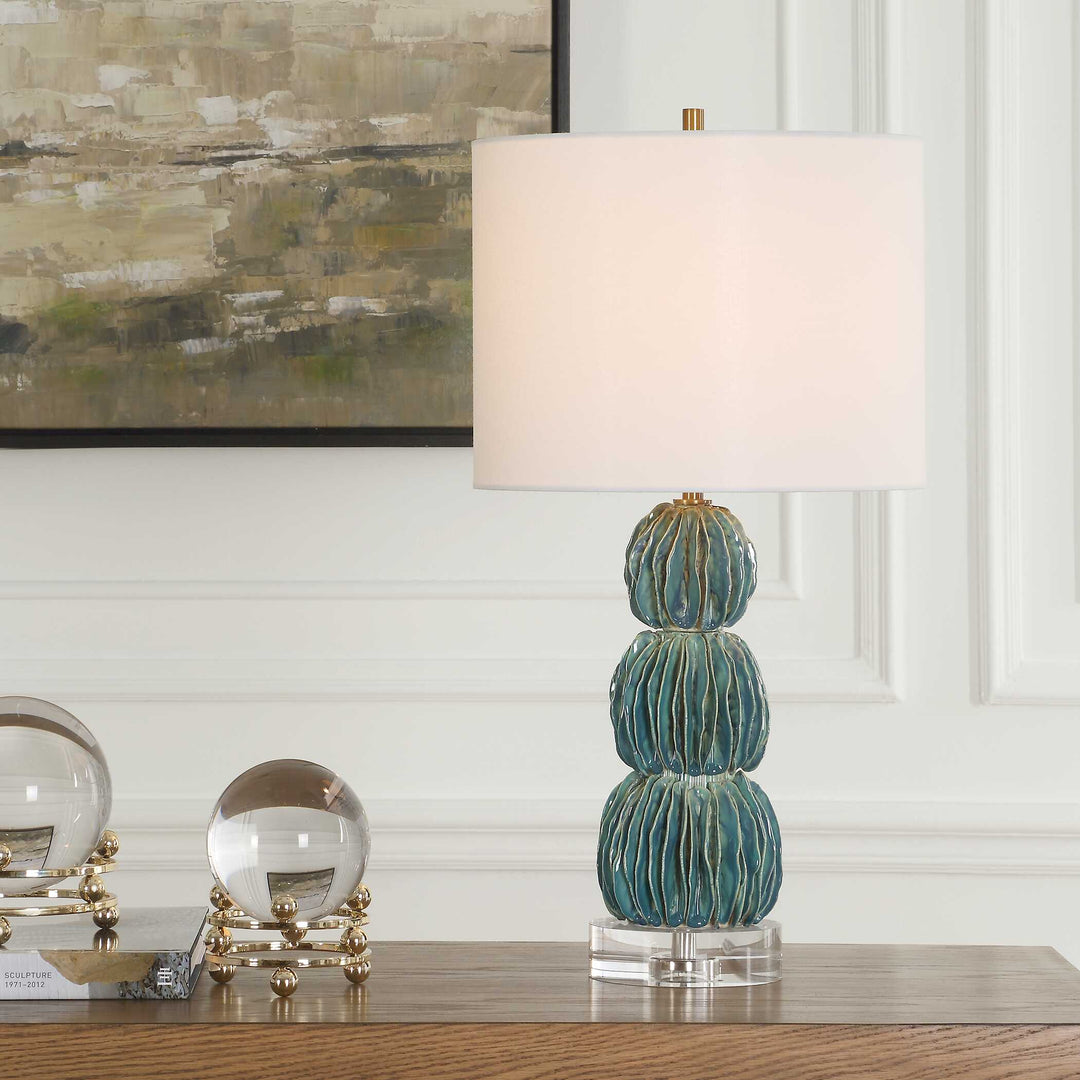 American Home Furniture Uttermost Bonaire Teal Blue Table Lamp