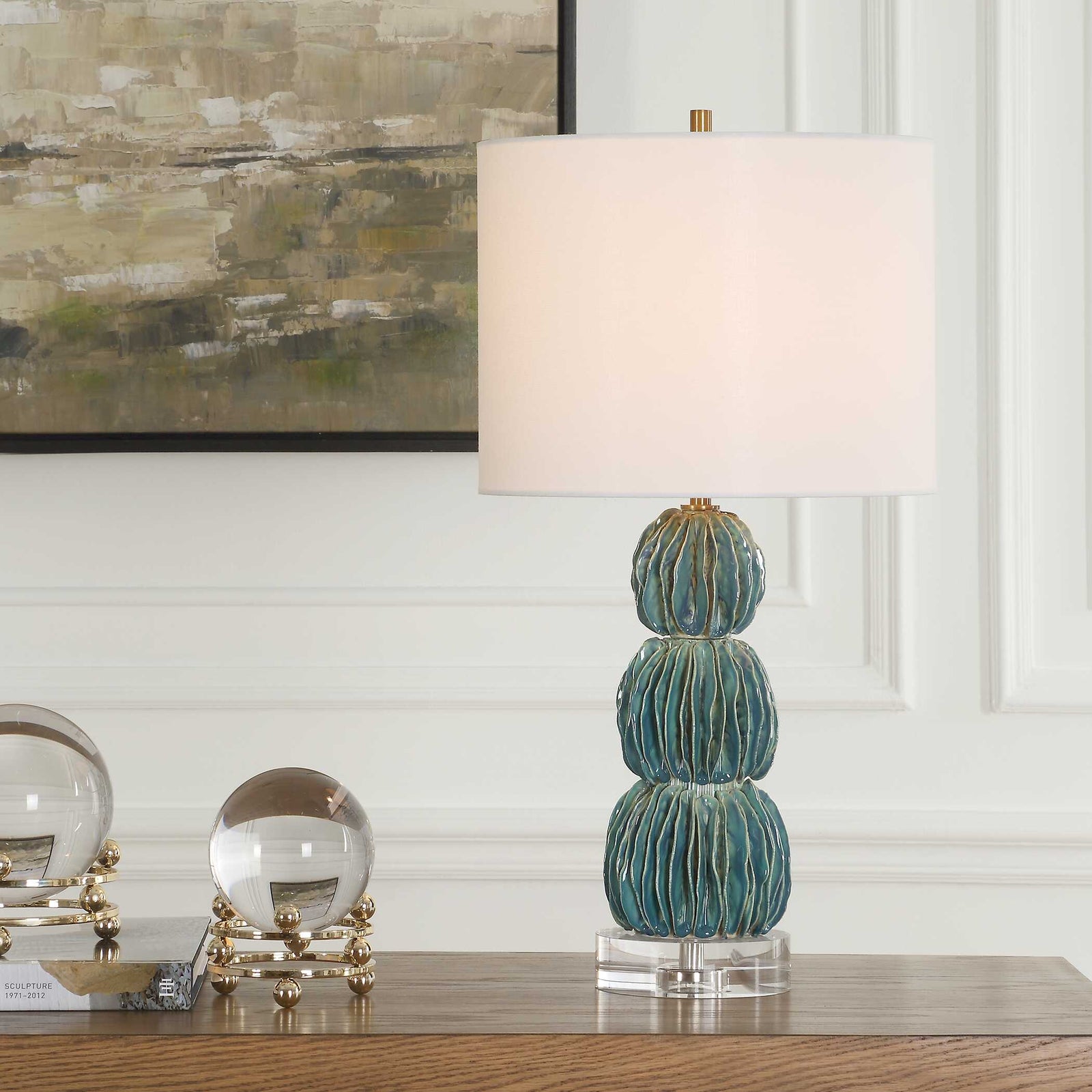 American Home Furniture Uttermost Bonaire Teal Blue Table Lamp
