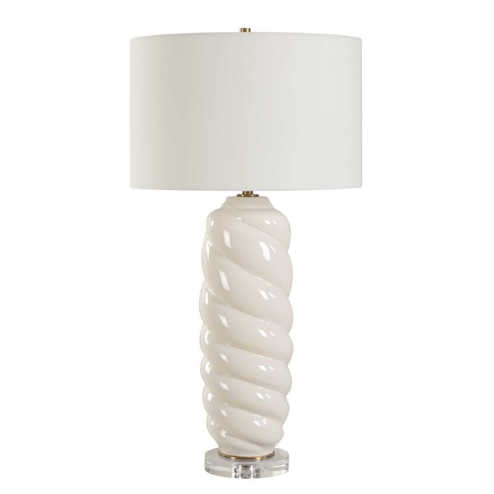 American Home Furniture Uttermost Anneli White Swirl Table Lamp