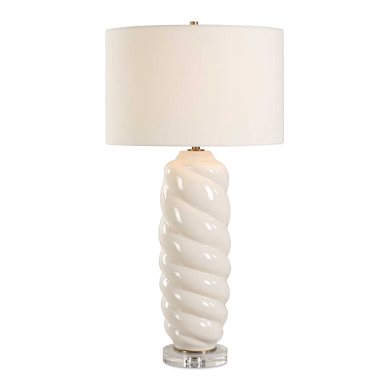 American Home Furniture Uttermost Anneli White Swirl Table Lamp