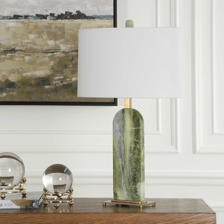 American Home Furniture Uttermost Moorea Green Marble Table Lamp