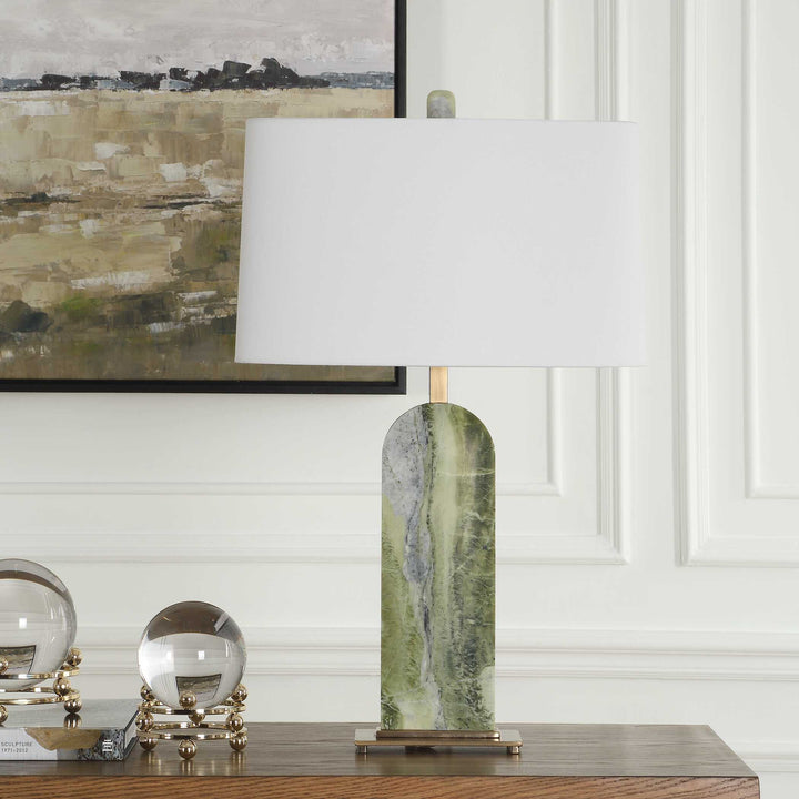 American Home Furniture Uttermost Moorea Green Marble Table Lamp