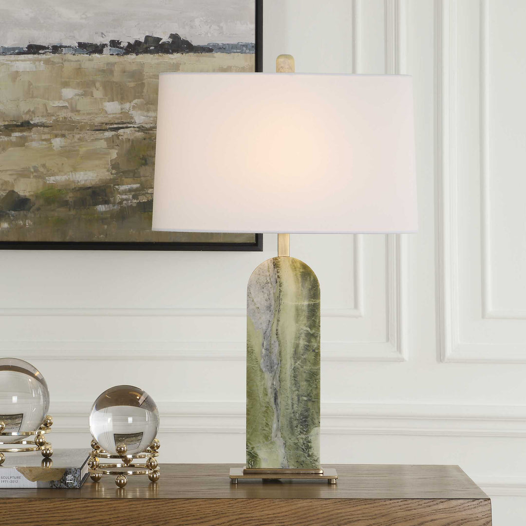 American Home Furniture Uttermost Moorea Green Marble Table Lamp