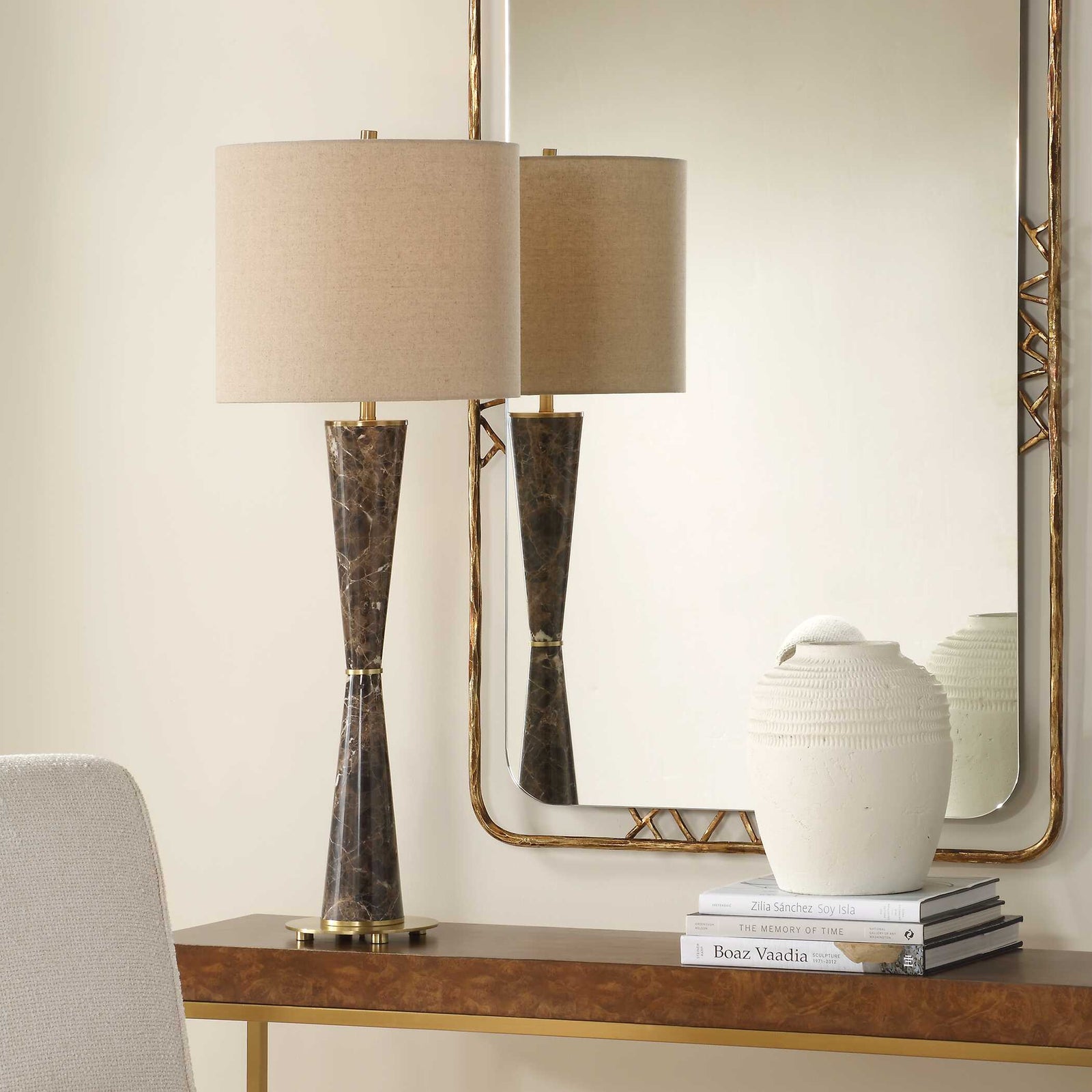 American Home Furniture Uttermost Jameson Marble Cones Table Lamp