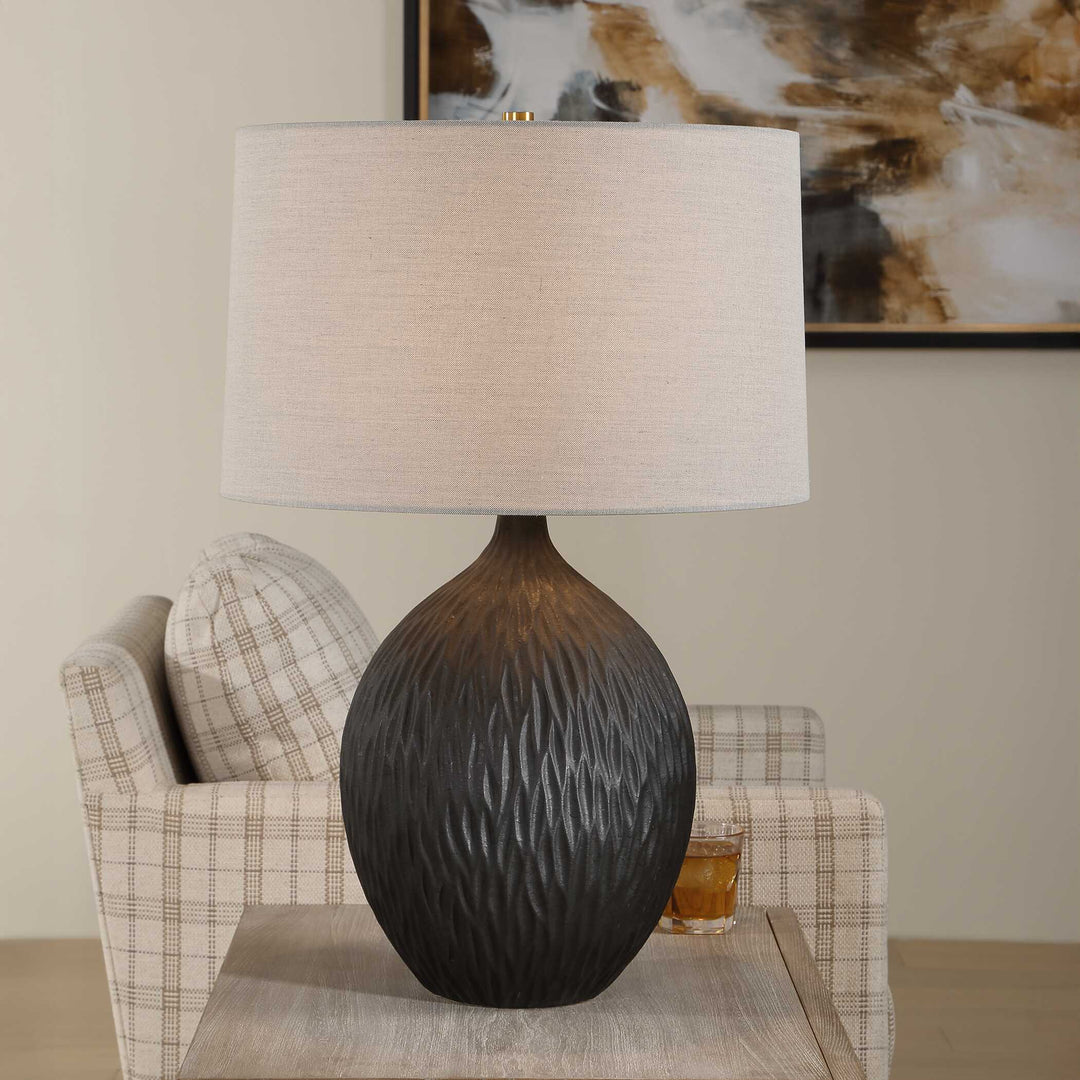 Levee Satin Black Table Lamp