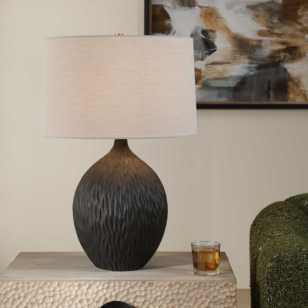 Levee Satin Black Table Lamp