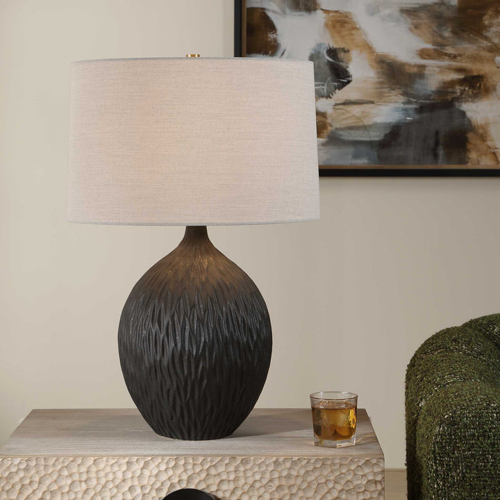 Levee Satin Black Table Lamp