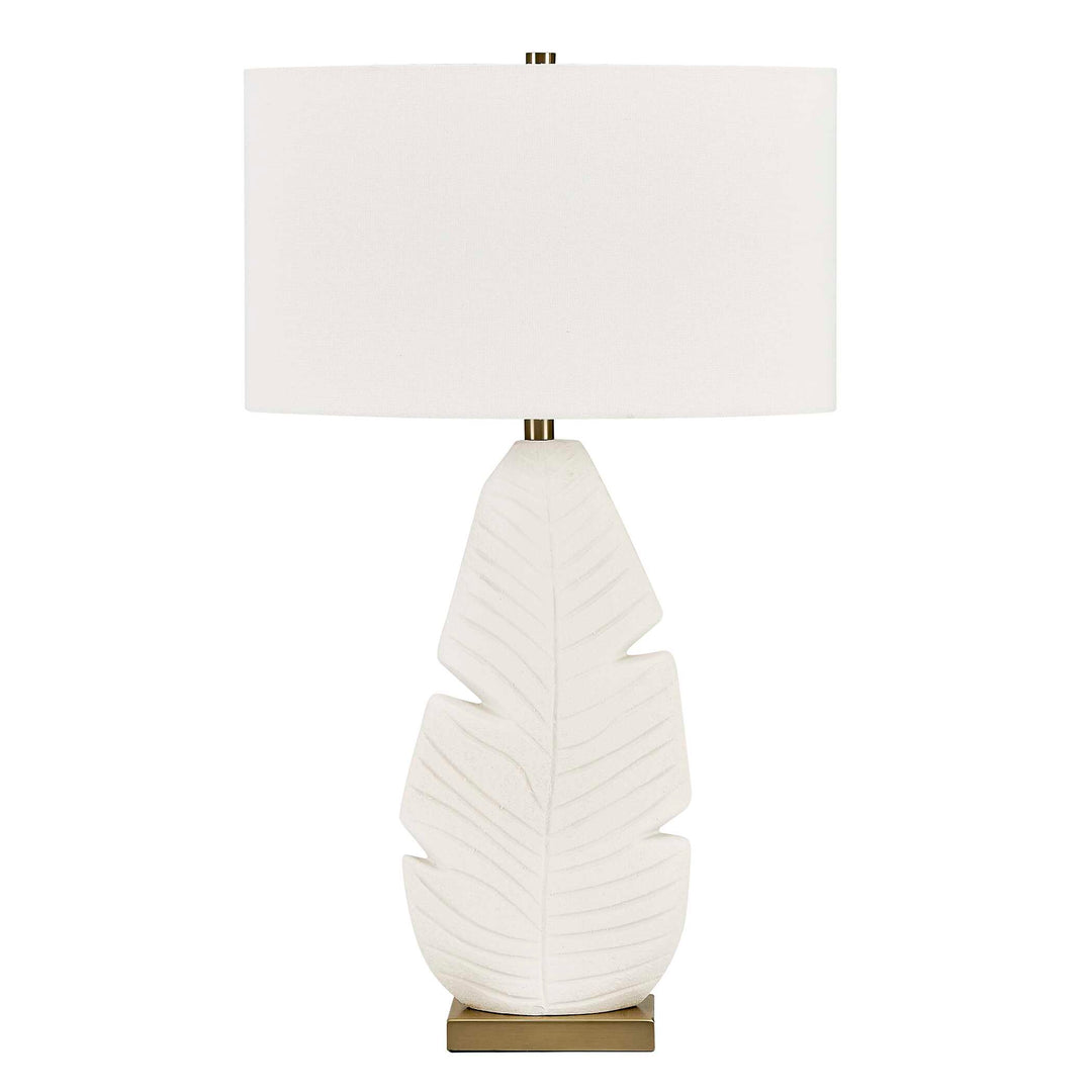 Palm Leaf White Table Lamp