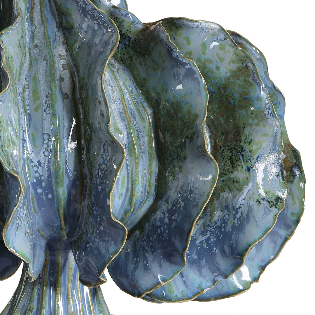 Ruffle Up Blue Green Table Lamp