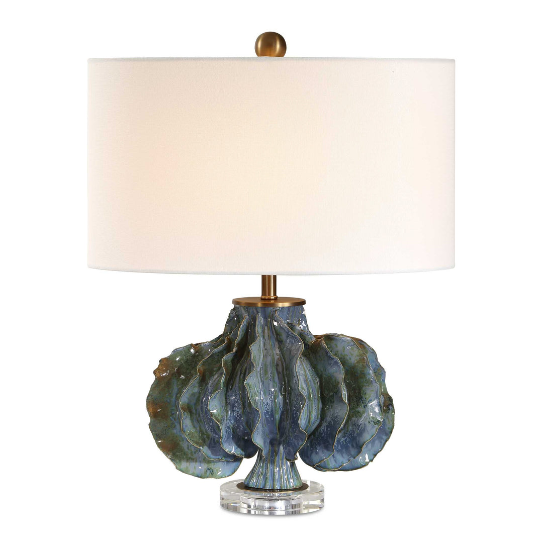 Ruffle Up Blue Green Table Lamp