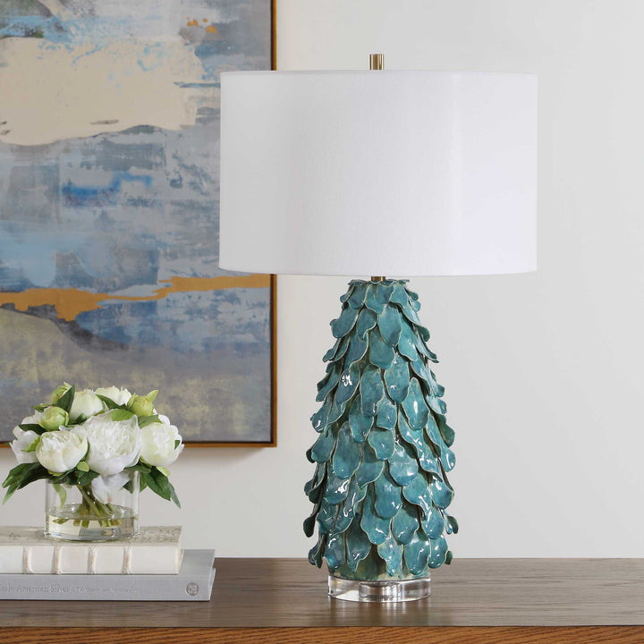 Mina Teal Blue Table Lamp