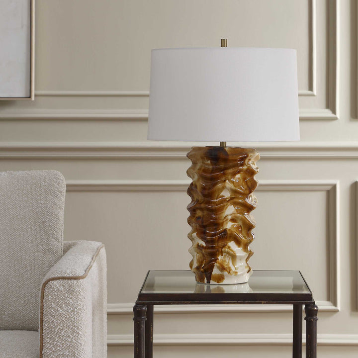 Bassa Brown Cream Glazed Table Lamp
