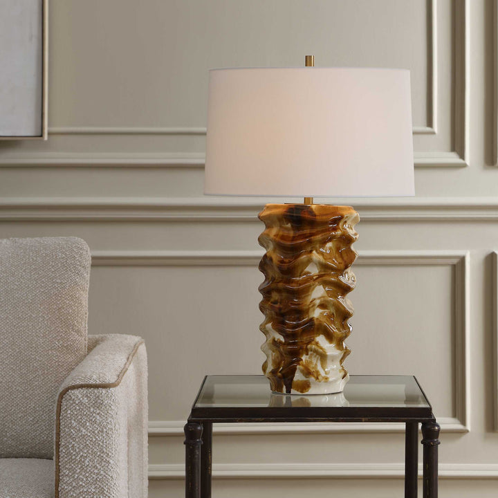 Bassa Brown Cream Glazed Table Lamp