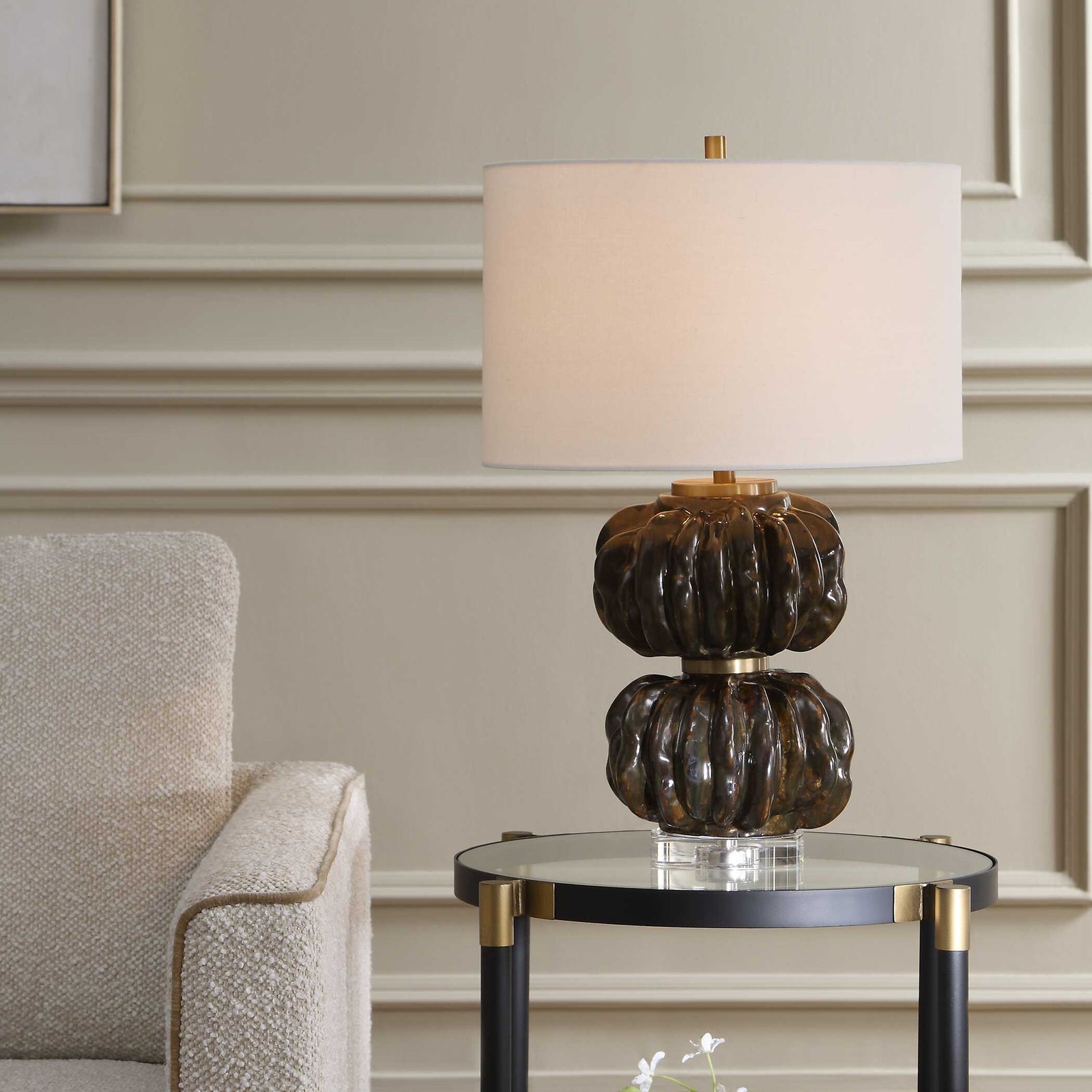 Jaudon Stacked Bronze Table Lamp